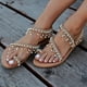 thumbnail image 2 of Sandalias planas con correa en T de playa de verano para mujer con chanclas de cristal-43-marrón Sincero Electrónica, 2 of 5