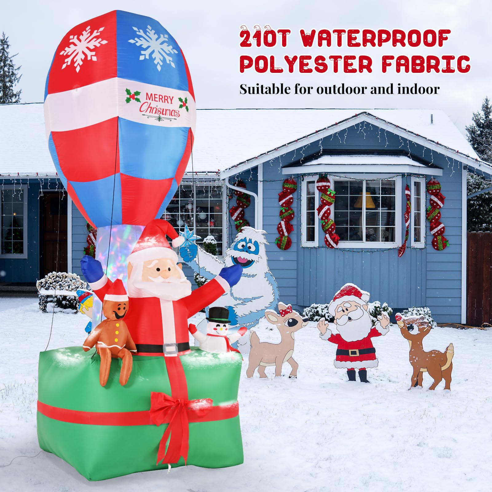 Justpe 9-Foot Santa Hot Air Balloon LED Inflatable Christmas Decoration photo 4