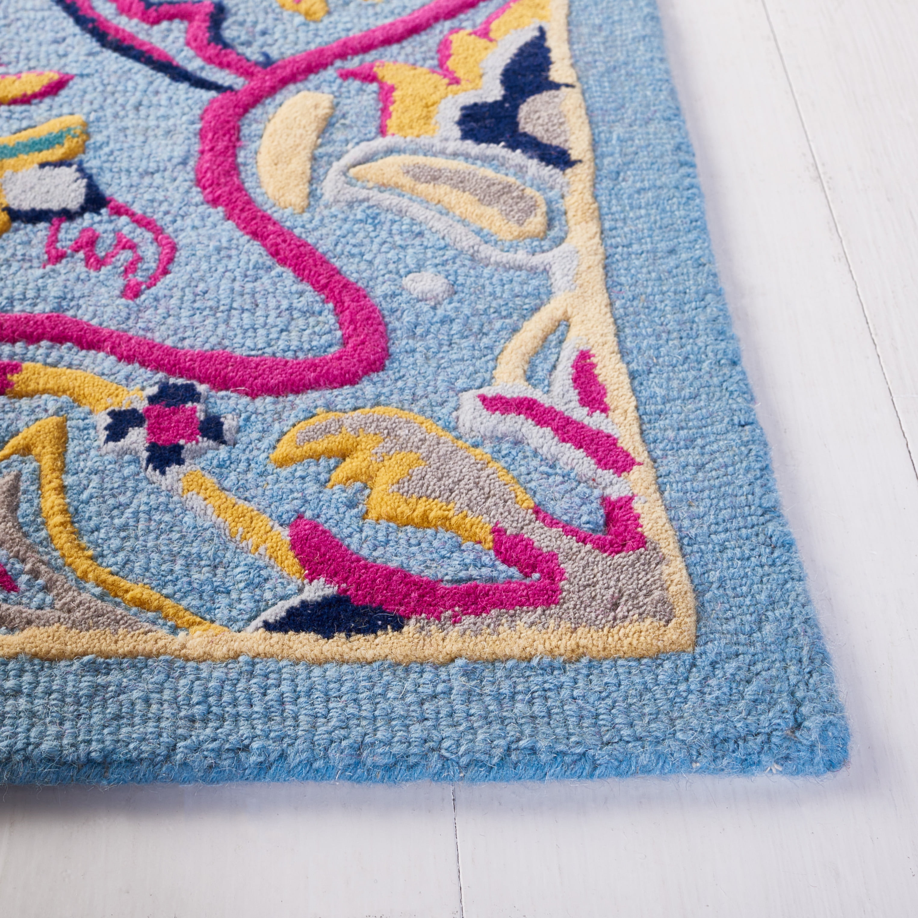 SAFAVIEH Bellagio Rio Floral Wool Area Rug, Light Blue/Multi, 8' x 10'