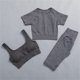 thumbnail image 2 of Gibobby Conjunto de pantalones de yoga Conjunto de 3 piezas de yoga Moda Sexy Correr al libre Ropa deportiva desnuda Ropa deportiva de secado rápido ajustada(Gris oscuro,M), 2 of 4