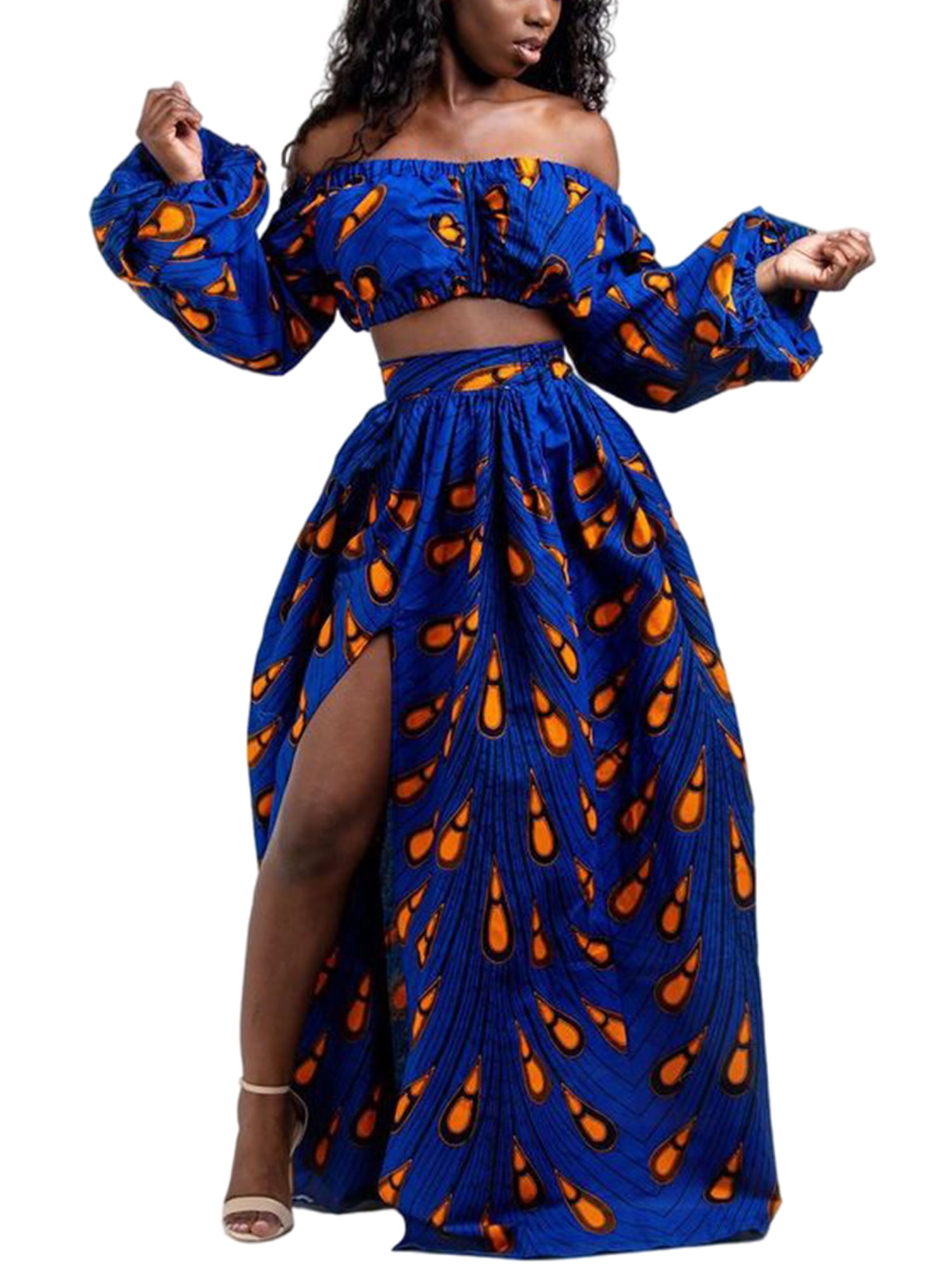 New Women's African Skirts Suit Set Top Skirt Boho Dashiki Ethnic S#60 Free size 