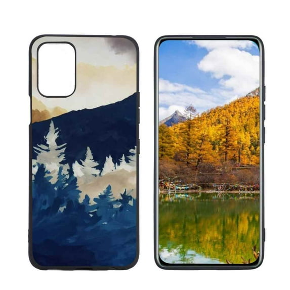 Compatible with LG Q52 Phone Case, Mountains-10 Case Men Women, Flexible Silicone Shockproof Case for LG Q52