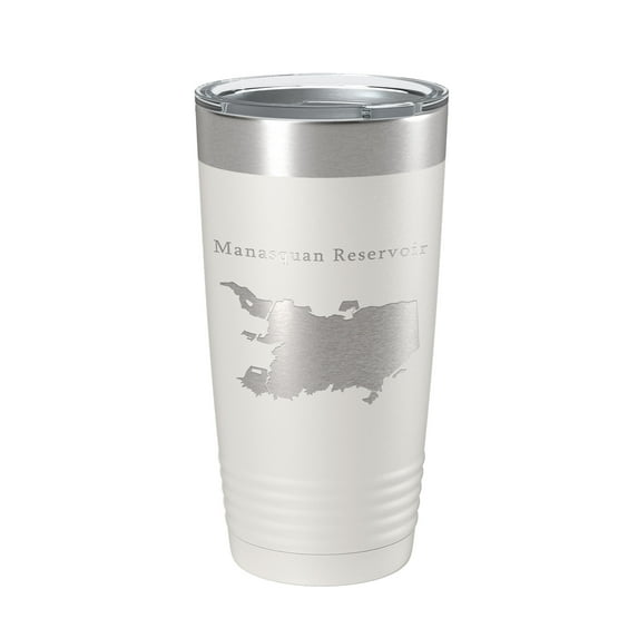 Manasquan Reservoir Tumbler Lake Map Travel Mug Insulated Laser Engraved Coffee Cup New Jersey 20 oz White