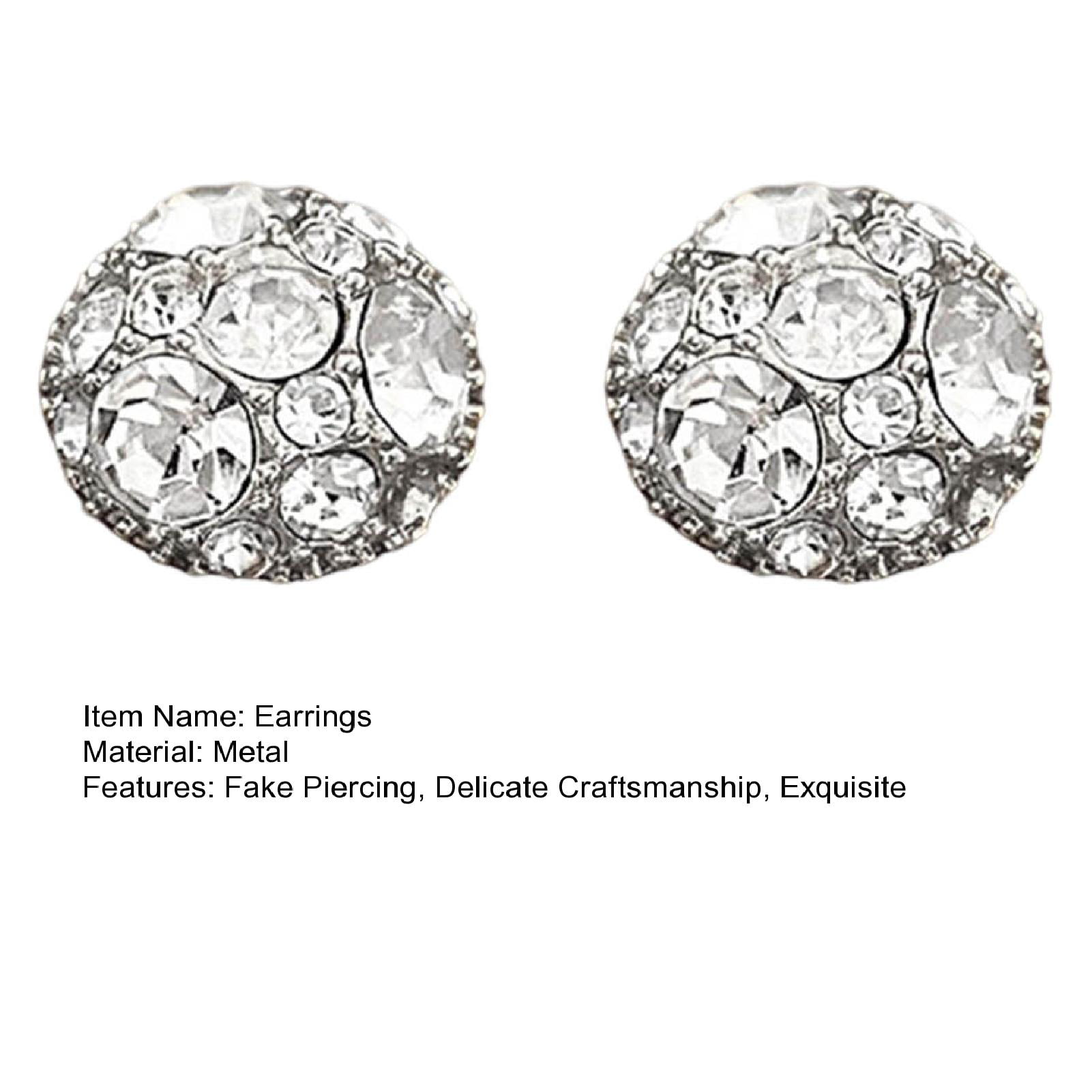 Silver Ear Cuff Earring Set Star Flower Diamond Fake Ear Stud Cartilage  Piercing | eBay