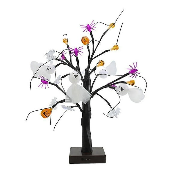 18 Inch Spooky Pumpkin Ghost Tree Light With 24 Led Lights For Halloween Decoration Battery Operated / Usb Powered Indoor Use