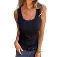 thumbnail image 2 of Womens Sleeveless Square Neck Tank Tops Racerback Workout Top Ribbed Knit Slim Casual Clothes Black L, 2 of 8