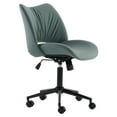 thumbnail image 3 of YOUNIKE Ergonomic Office Chair, Armless Home Chair, Swivel Desk Chair, Curved Back Vanity Chair with Leather Padded Seat, Height Adjustable, Grayish Green, 3 of 8