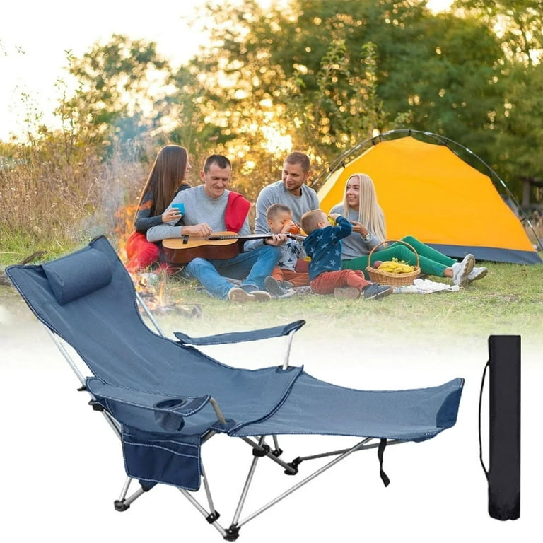 GVDV High Back Comfortable Camping Lounge Chair with Lawn Footrest Outdoor Cup Holders Portable Folding Adjustable Walmart