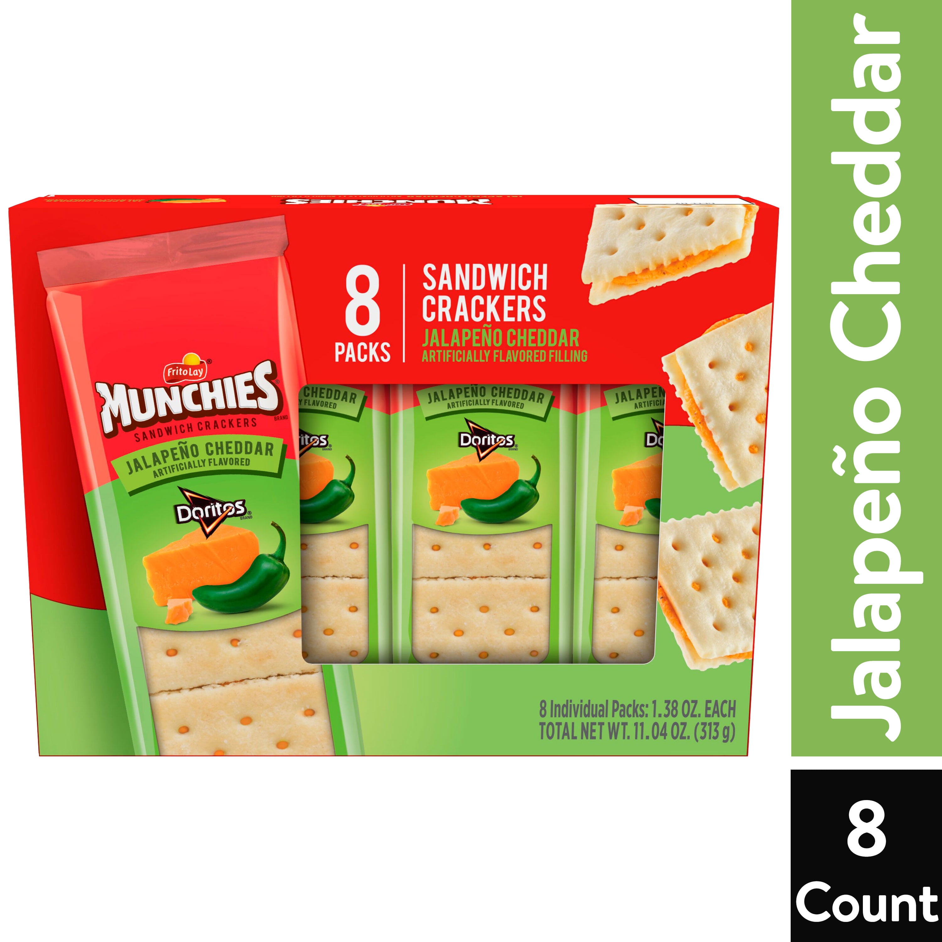Munchies Doritos Jalapeno Cheddar Cheese Sandwich Crackers, 1.38 Oz., 8