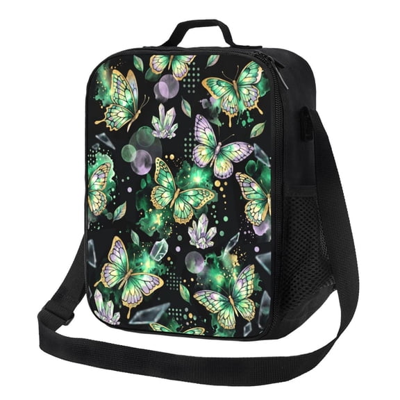 Butterfly Insulated Lunch Bag For Women Men Reusable Lunch Box Cooler Bag Large Leakproof Lunch Tote With Adjustable Shoulder Strap For Adult Work Picnic Camping Beach Office