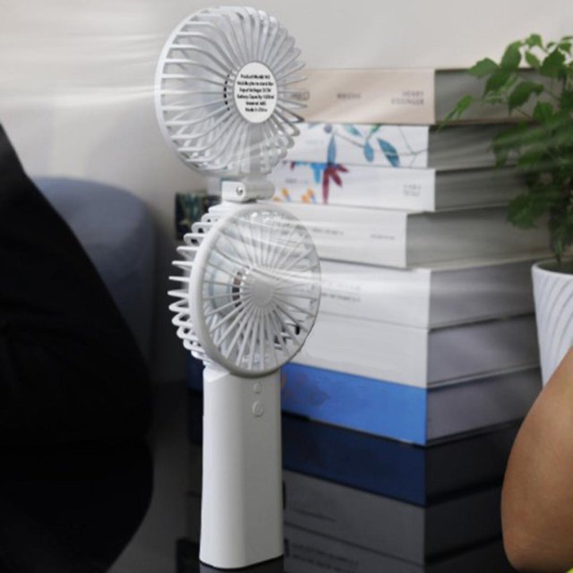 Ventilador de Mano, Ventilador , Ventilador USB Portátil con Cabezal de Ventilador de Refrigeración Doble con Rotación de 180 degree, Ventilado blanco Macarena Ventilador de escritorio portátil