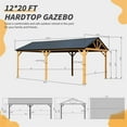 thumbnail image 6 of 12'x20' Hardtop Gazebo, Outdoor Wooden Coated Aluminum Frame Hard Top Gazebo with Galvanized Steel Double Roof, Permanent Metal Roof Gazebo Pavilion for Deck, Patio and Garden (Yellow-Brown), 6 of 7