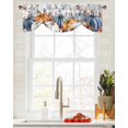 thumbnail image 6 of Tie Up Valance Curtain for Kitchen,Thanksgiving Pumpkin Eucalyptus Leaves Rod Pocket Short Curtains Adjustable Tie-Up Shade Valances,Wood Board Window Treatment for Bathroom Living Room Bedroom, 6 of 8