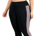 thumbnail image 2 of IDEOLOGY Womens Black Stretch Pocketed Color Block Active Wear Capri Leggings Plus 1X, 2 of 3