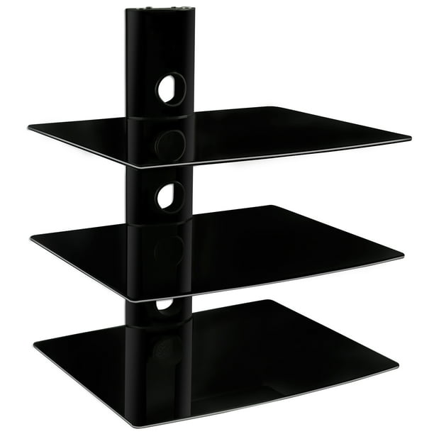 Mount It Floating Wall Mounted Shelf Bracket Stand Three Shelves Tinted Tempered Glass Com - Floating Wall Mounted Shelves