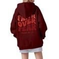 thumbnail image 3 of Black Hoodie Womens Sweatshirt Oversized Women Cropped Zip Up Daily Women's Casual Loose Fit Letter Print Pullover For Wear Vacation Spring Winter Comfortable Soft, 3 of 9