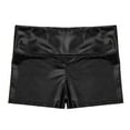thumbnail image 4 of inlzdz Girls Sparkle Solid High Waist Biker Dance Short Gymnastics Volleyball Tumbling Athletic Shorts Black 4, 4 of 6