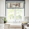 thumbnail image 2 of Loads of Fun Laundry Room 3 PCS Kitchen Curtain Valance and Tiers Set, Rod Pocket Small Half Tier Valances Window Curtains Panel, Rustic Wood Grain Strip 55"x24" (Set of 2 Tiers & Valance), 2 of 5