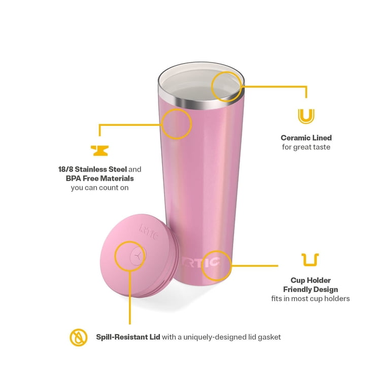 RTIC 28 oz Ceramic Lined Everyday Tumbler, Spill-Resistant Straw
