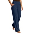thumbnail image 2 of xaoyunyn Women Wide Leg Pants with Pockets Loose Comfy High Waisted Straight Trousers Soft Casual Pants for Daily Wear, 2 of 6