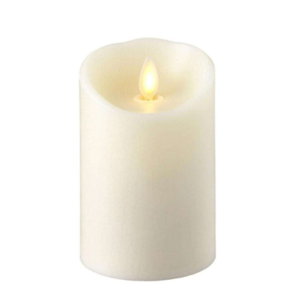 Liown 37065 4" Ivory Wax Push Flame LED Pillar Candle with Timer
