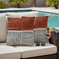 thumbnail image 4 of Pack of 2 Brown Striped Outdoor Pillow Covers Decorative, Waterproof Pillow Protector, Farmhouse Stripes Modern Abstract Art Throw Pillowcases Accent Cushion Cases for Patio Couch Sofa 20"x20", 4 of 8