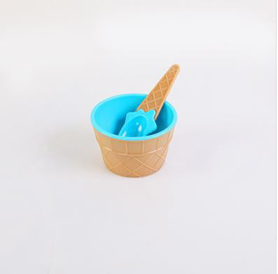 Children's Plastic Ice Cream Bowls Spoons Set Durable Ice Cream Cup Dessert Bowl 