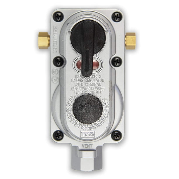 Flame King ACR6a 2-Stage Auto Changeover LP Propane Gas Regulator for RVs, Vans, and Trailers (Without Pigtails)