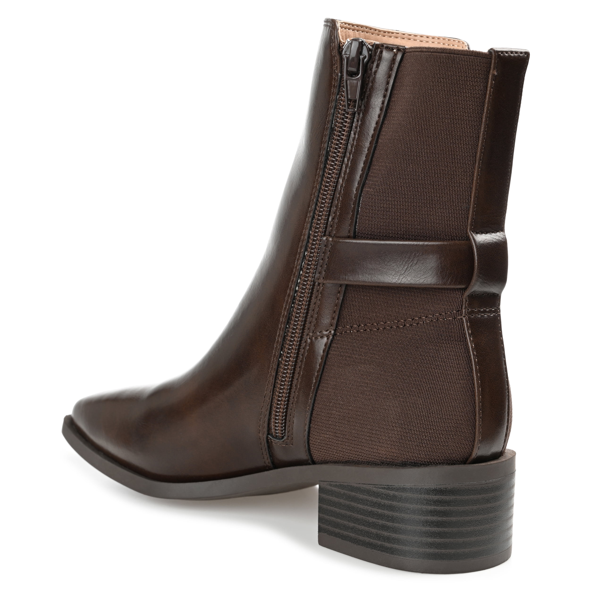 Journee Womens Aubrie Inside Zip Stacked Heel Booties, Widths Available