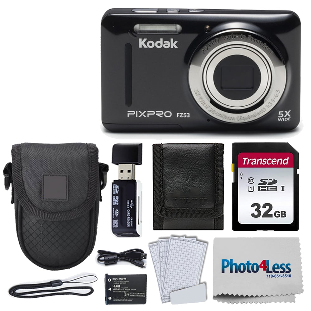 Kodak PIXPRO FZ53 Digital Camera (Black) Kit + Point & Shoot Case + 32GB SD Card