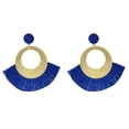 thumbnail image 4 of Pendientes colgantes borla Zulema Azul bohemio Vintage para mujer, 4 of 6
