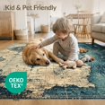 thumbnail image 4 of ODIKA 3'x5' Washable Area Rug Non-Slip, Flatweave, Easy Care Blue Nautical Kraken Map Design Antique Compass with Mermaid Motifs for Hallway, Laundry Room, 4 of 7