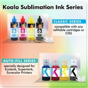 200ML KOALA PAPER Sublimation Ink, Black Sublimation Ink Refill Kit for Inkjet Printer Refillable Cartridges, CISS