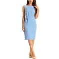 thumbnail image 2 of Vestido Vintage de Mujer Inspire Chic, Cuello Redondo, Sin Mangas, Vestido Bodycon Formal, Talla L, Azul Cielo, 2 of 5
