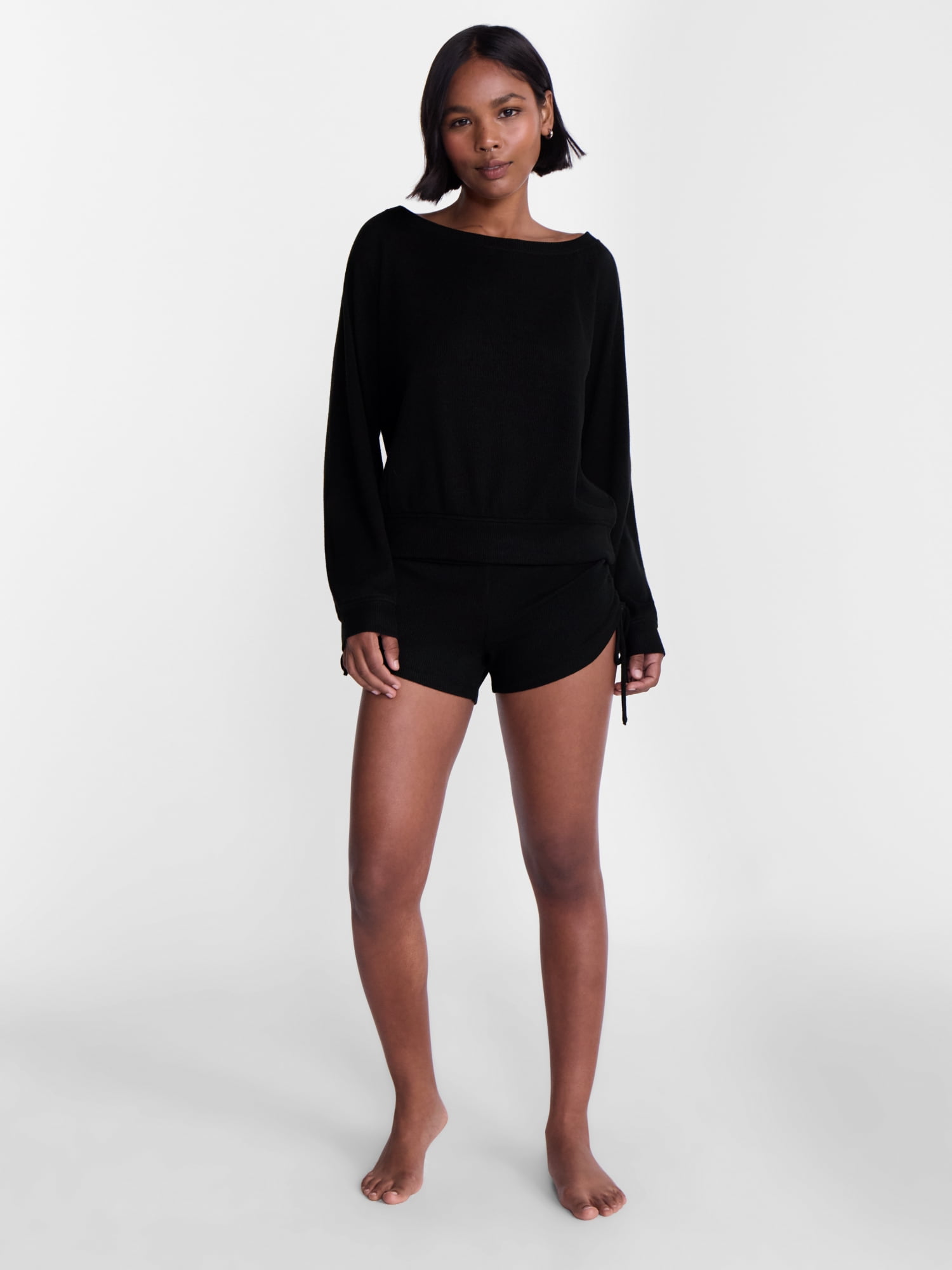 No Boundaries Waffle Knit Sleep Top, Women’s and Women’s Plus XS-2X