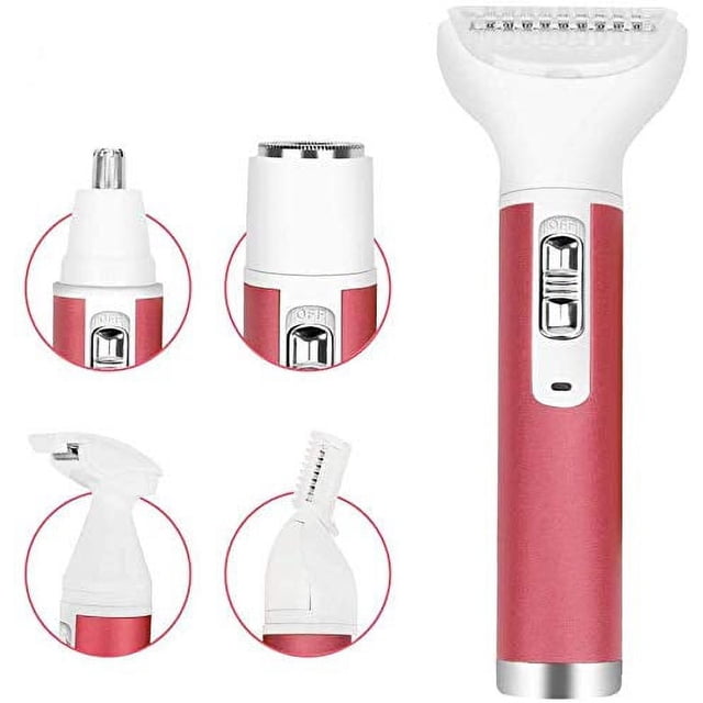 Depiladora femenina, afeitadora eléctrica 5 en 1 indolora, recargable por USB, recortadora de cejas y nariz, depilación facial de bikini impermeable para el cuerpo femenino Zhivalor HMHZ838