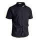 thumbnail image 4 of Blusa y camisa de manga corta con cuello vuelto para hombre, color liso, informal, holgada, a la moda, con botones, de manga corta y cuello vuelto, blusa de poliéster para hombre, 4 of 5