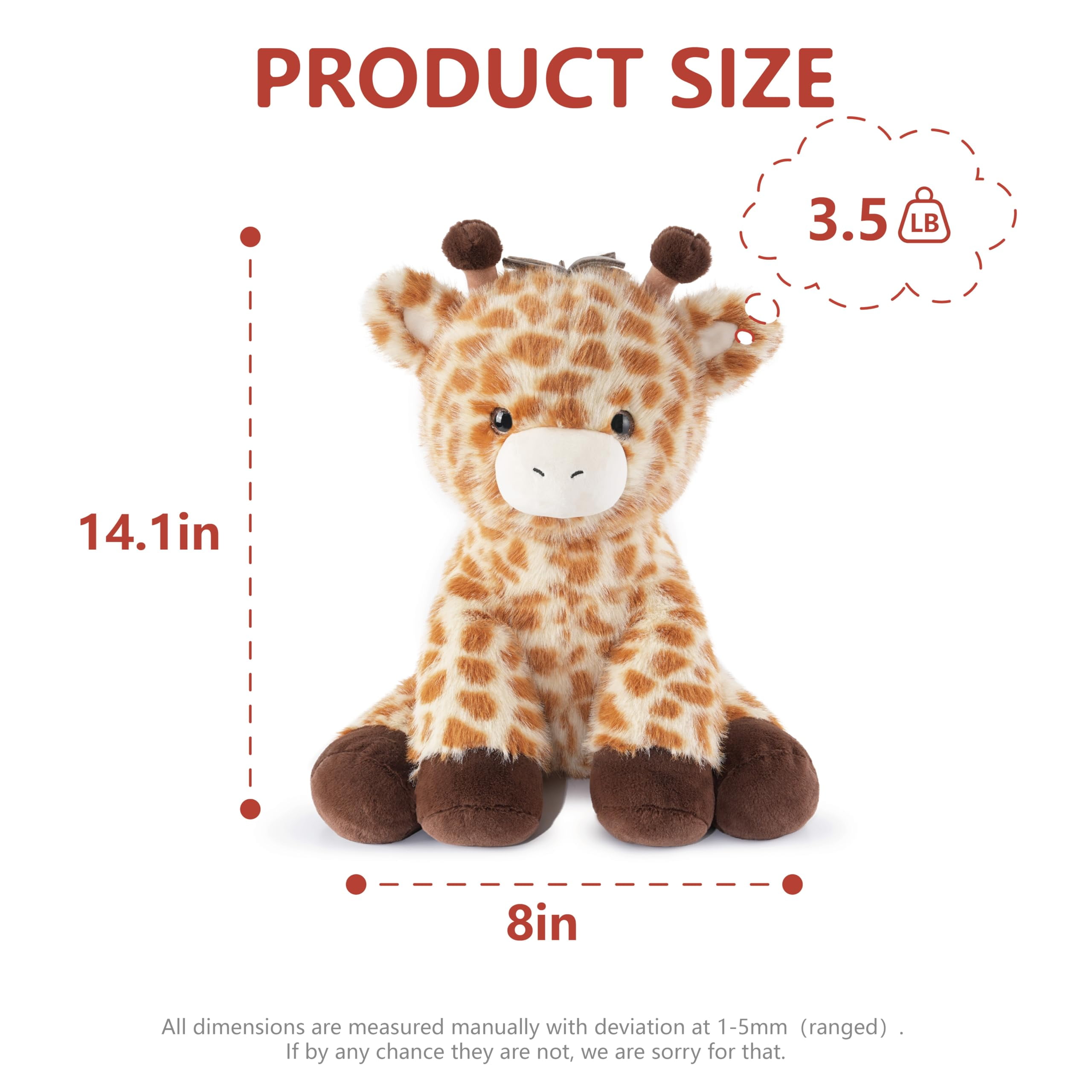 Niuniu Daddy Weighted Giraffe Stuffed Animal Giant 14" Giraffe Plush Toy Huggable Weighted Body Pillow Toy Gift for Kids & Adults Birthday Christmas