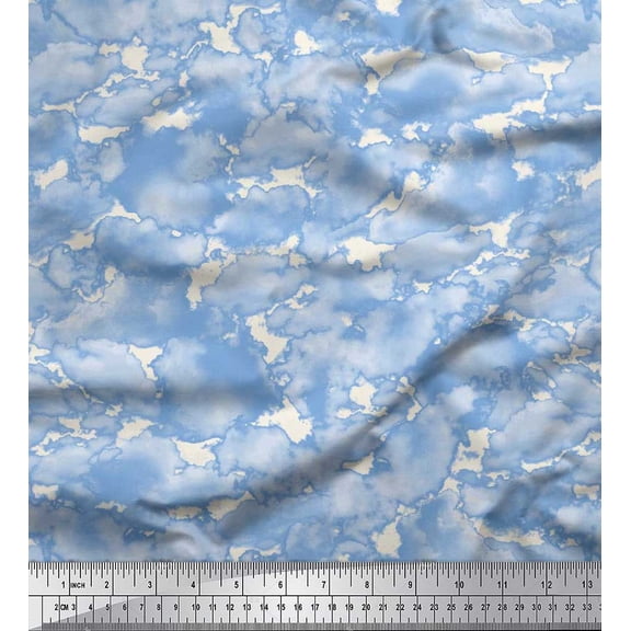 Soimoi Poly Georgette Fabric Cloud Nature Fabric Prints By Yard 42 Inch Wide