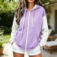 thumbnail image 2 of Jsaierl Women's Trendy Color Block Zip Up Hoodies Sweatshirts with Drawstring and Kangaroo Pocket Oversized Sporty Tops S-2XL, 2 of 6