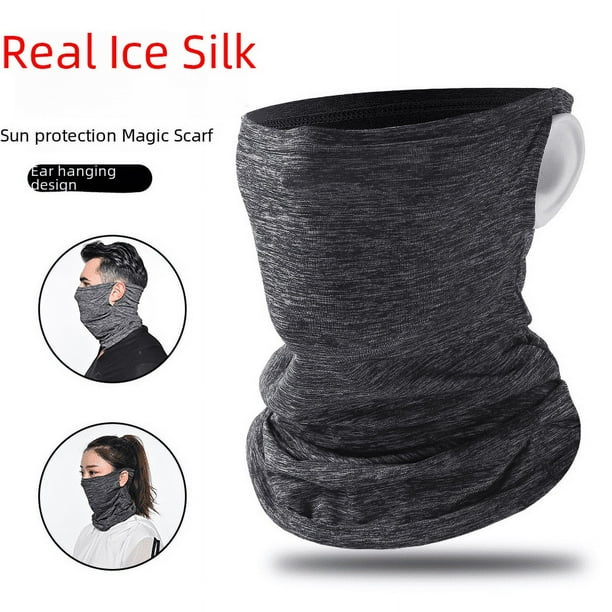 Pañuelo para la cabeza con protección solar de seda de hielo, máscara para montar al aire libre en verano, protector solar transpirable, protección facial, pañuelo para la cabeza de seda de hielo