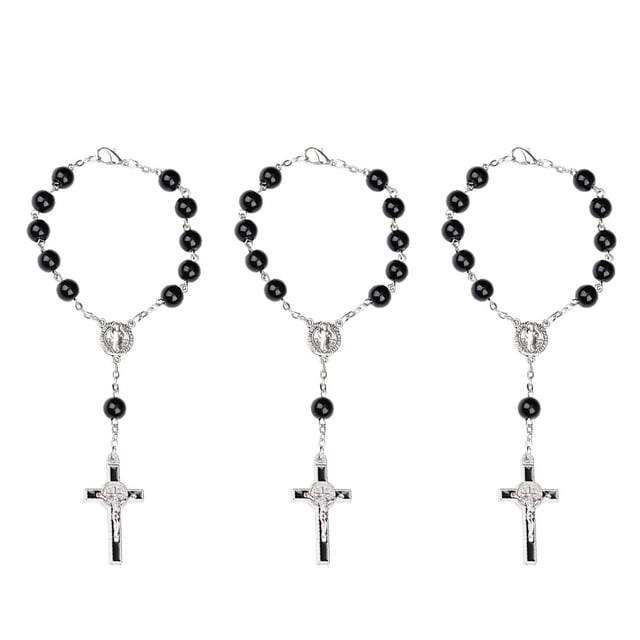 3 unids Rosario Pulsera Christian Pulsera Cruz Colgante Cadena Cadena Amuleto