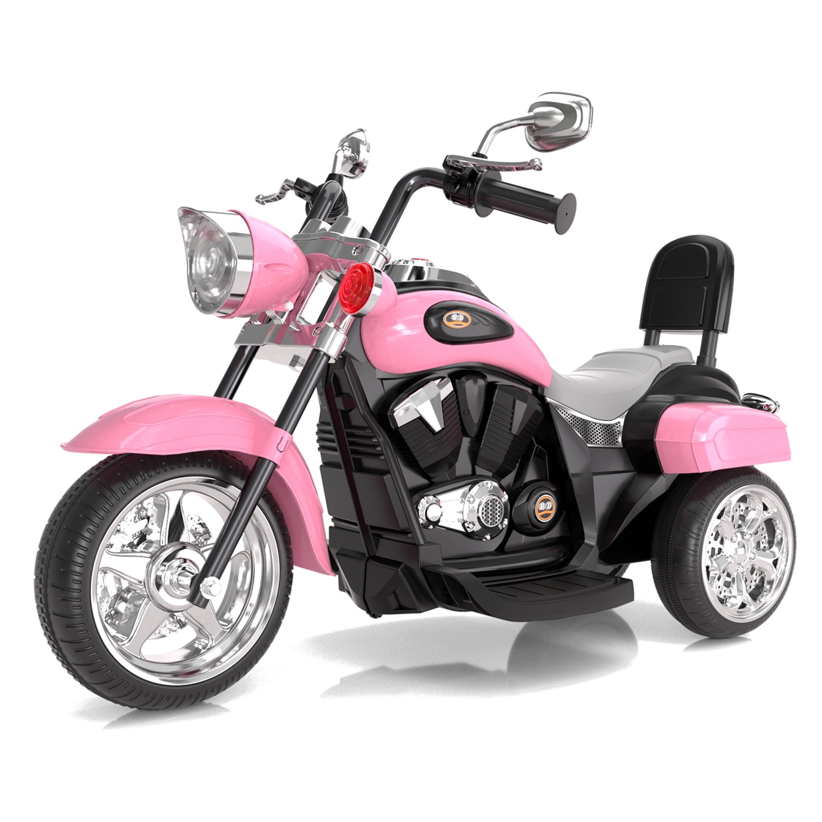 GLAF Kids Motorcycle for Boys & Girls Ages 3-6, 6V Battery Powered Electric Motorbike, 3 Wheels Ride on Toys with LED Lights, Bluetooth Music, Pink
