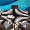 thumbnail image 6 of Black Striped Round Tablecloth, Fitted Table Cover with Elastic for 36"-44" Round Tables, Modern Simple Farmhouse Beige Vintage Table Cloth Outdoor Indoor Dinning Party Waterproof Tablecloths, 6 of 7