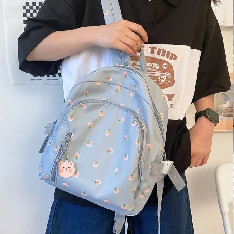 K.Store Cute Mini backpack printed rose large capacity School Bag casual Travel Bags For Women 3216