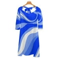 thumbnail image 6 of Abstract Blue Wavy Pattern Design Women's Fall Dresses Casual Loose Flowy Swing Shift Dress, 6 of 9