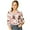 White, variant on INSPIRE CHIC Women's Button Down V Neck Long Sleeve Floral Blouse L Dark Grey Blue