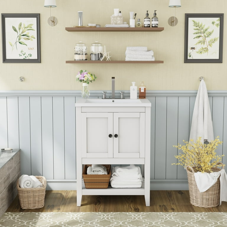 Open wood on sale bathroom vanity
