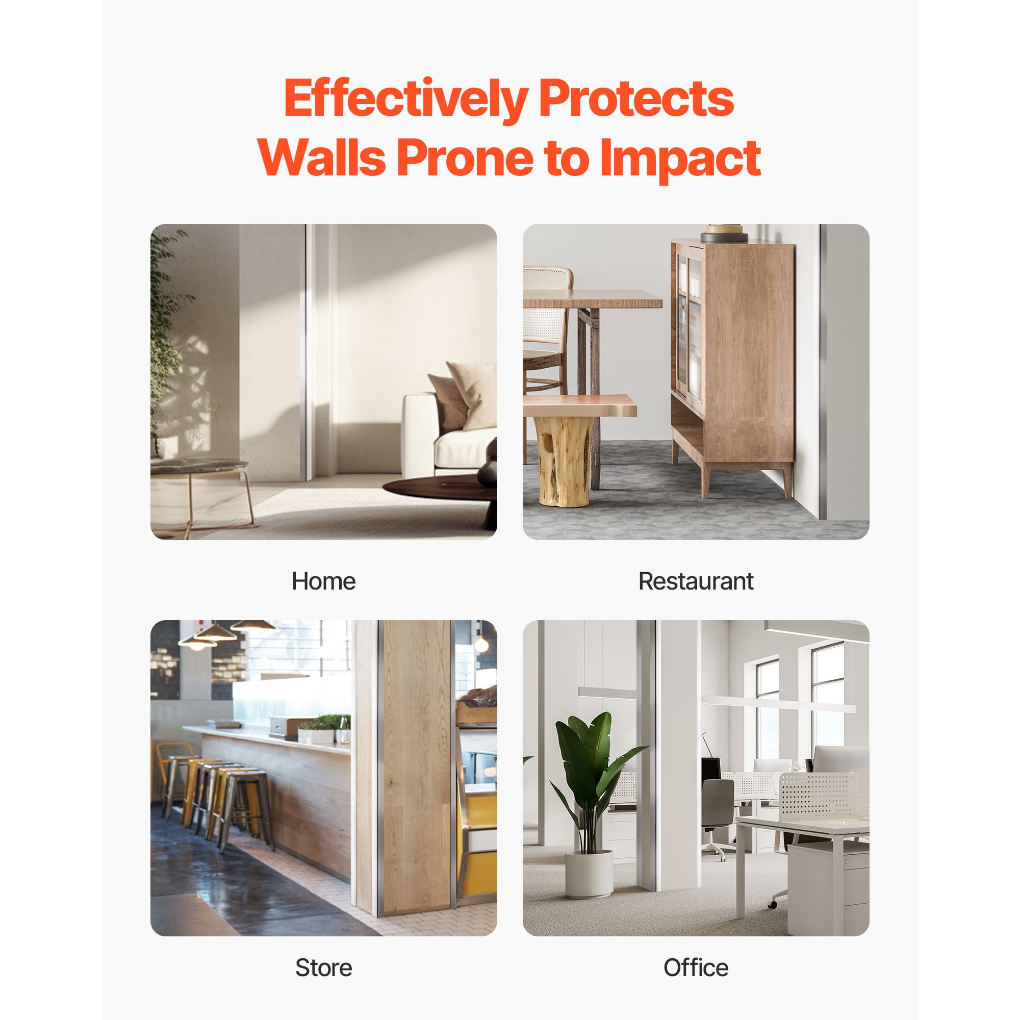 KFFKFF Stainless Steel Wall Corner Protector, 1 x 1 x 48 inch, Set of 10 Metal Guards, 304 Stainless Steel Edge Trim with 90-Degree Angle for Wall Protection in Homes, Offices, and Commercial Spaces