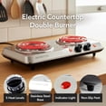 thumbnail image 2 of OVENTE Electric Countertop Double Burner 1700W Cooktop with 6" and 5.75" Stainless Steel Coil Hot Plates, 5 Level Temperature Control, Indicator Lights and Easy to Clean Cooking Stove, Silver BGC102S, 2 of 7